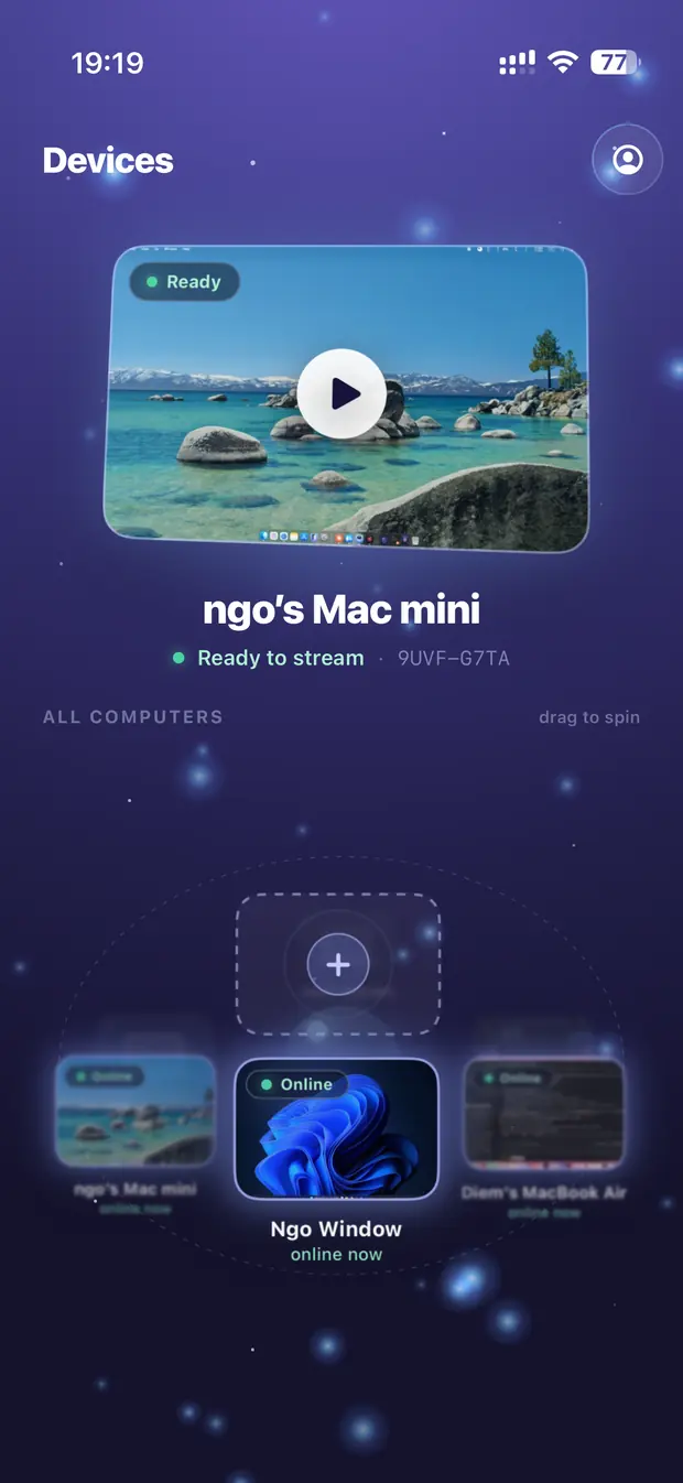 Remio device list on iPhone
